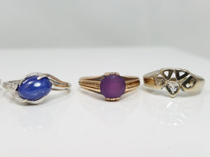 Five Synthetic Gemstone 14k Gold Ring Lot