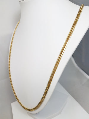Sporty 28.5" Solid 10k Yellow Gold Cuban Link Chain Necklace