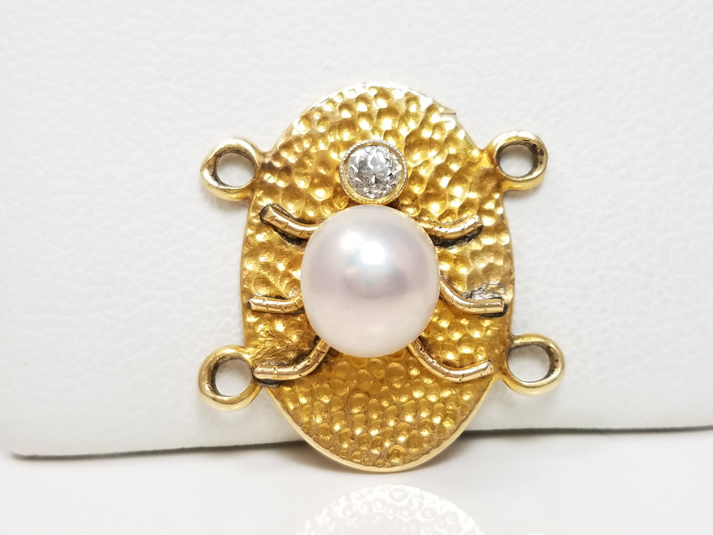 Early 1900's 14k Yellow Gold Pearl Diamond Pendant/Bracelet Segment