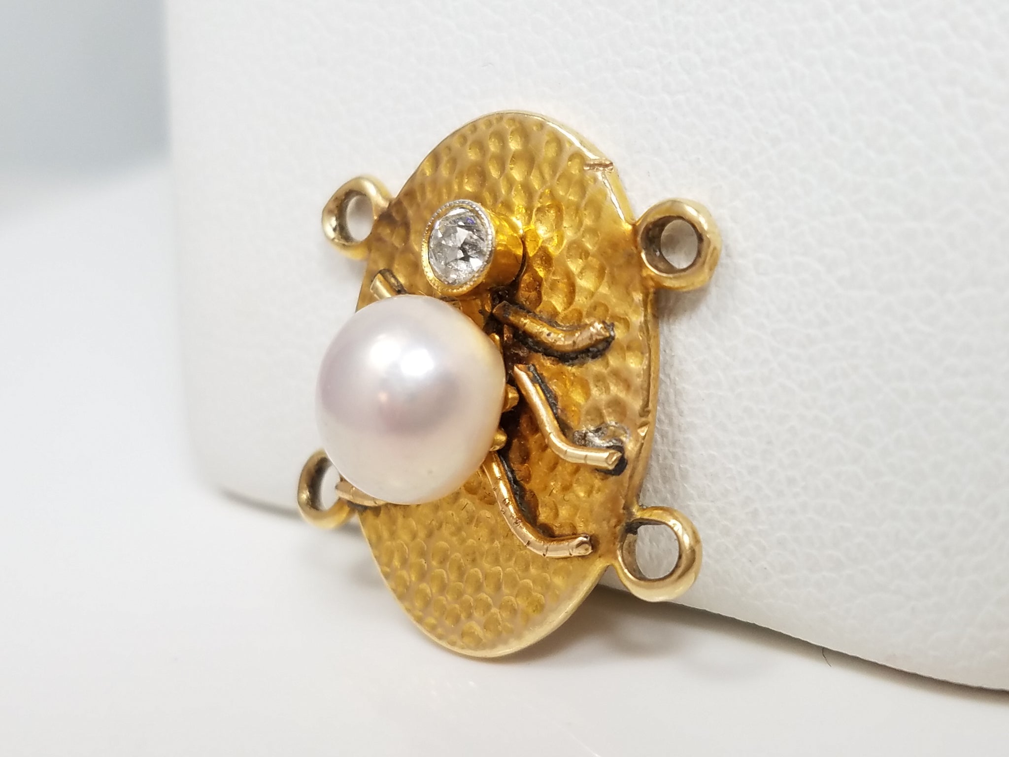 Early 1900's 14k Yellow Gold Pearl Diamond Pendant/Bracelet Segment