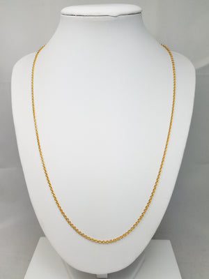 24k Yellow Gold Rolo Link 21.5" Necklace
