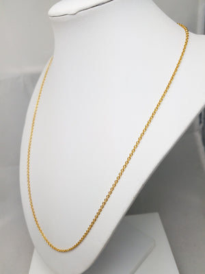 24k Yellow Gold Rolo Link 21.5" Necklace