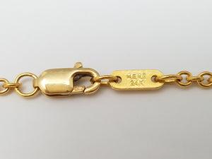 Sporty 21.5" Solid 24k Yellow Gold Cable Link Chain Necklace