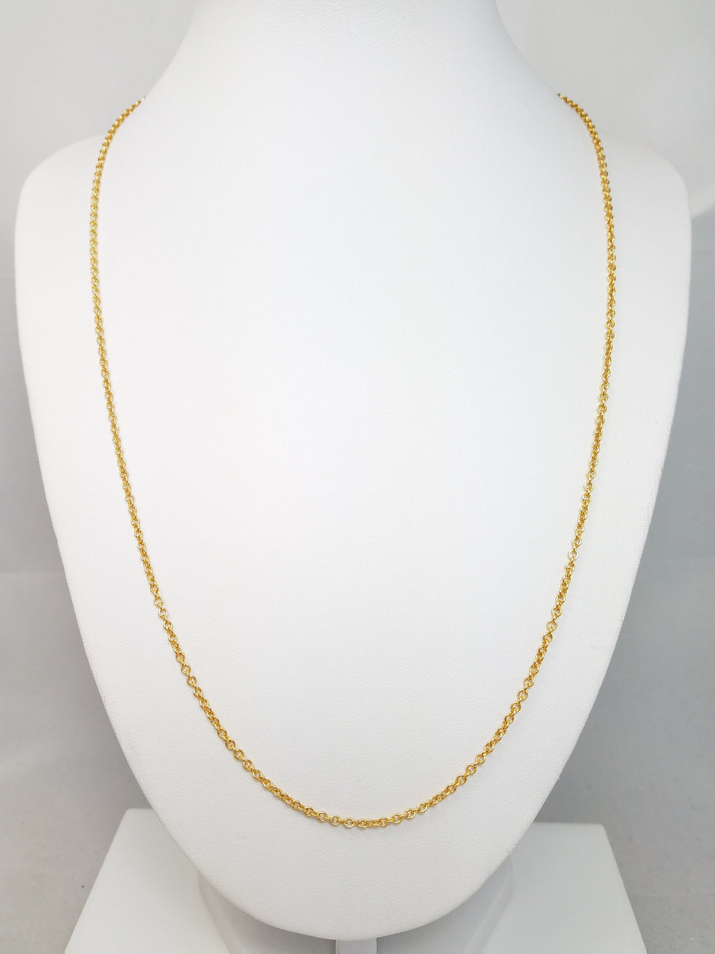 Sporty 21.5" Solid 24k Yellow Gold Cable Link Chain Necklace