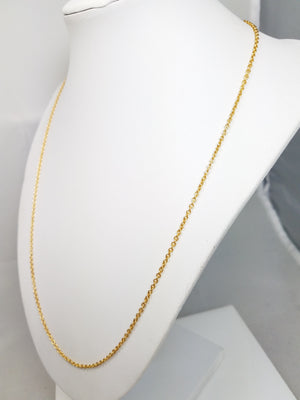 Sporty 21.5" Solid 24k Yellow Gold Cable Link Chain Necklace
