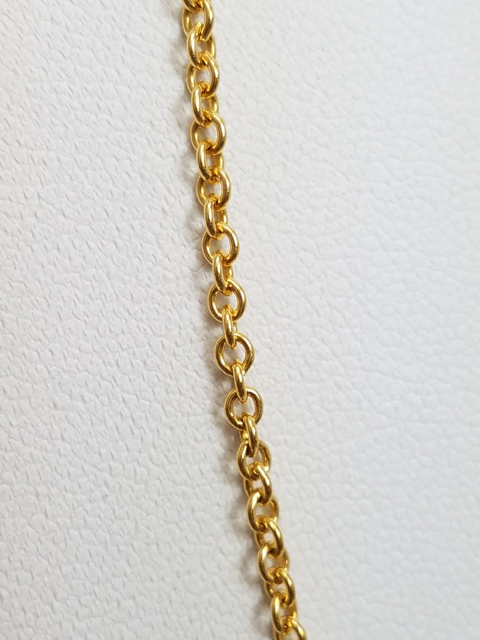 Sporty 21.5" Solid 24k Yellow Gold Cable Link Chain Necklace