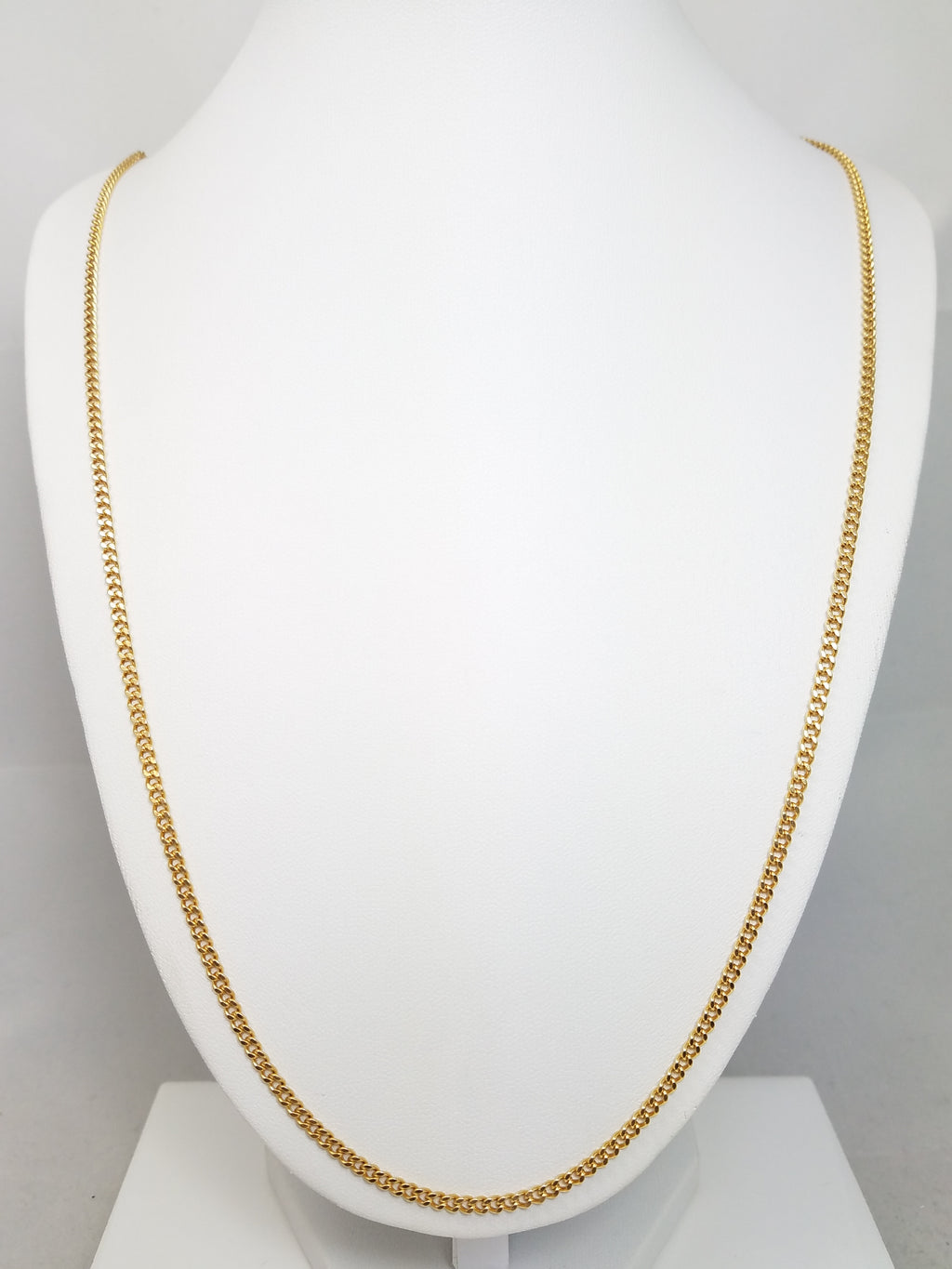 Sporty 26.25" Solid 18k Yellow Gold Curb Link Chain Necklace