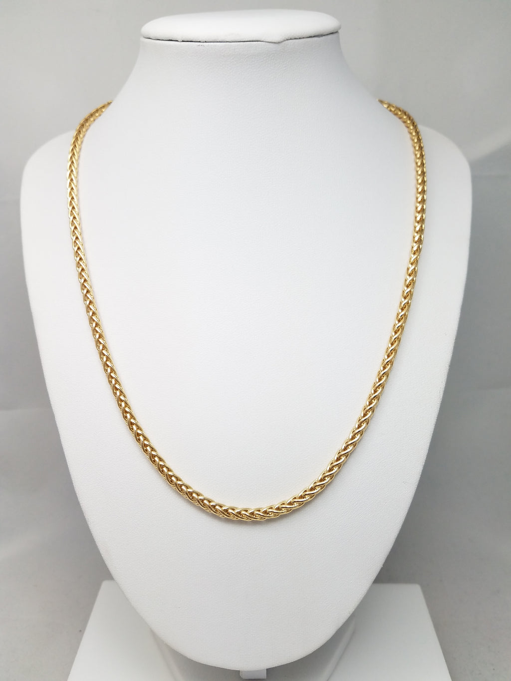 Elegant 20" Hollow 14k Yellow Gold Rounded Wheat Chain Necklace