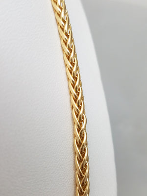 Elegant 20" Hollow 14k Yellow Gold Rounded Wheat Chain Necklace
