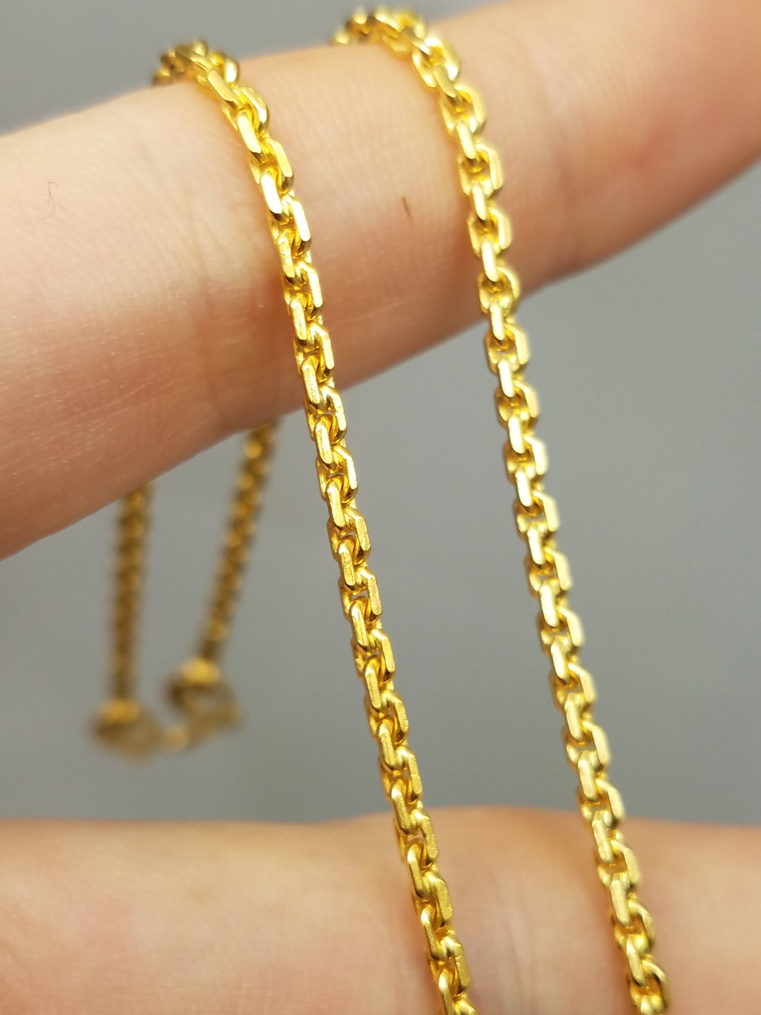 24k Yellow Gold Solid Cable Link 20.5" Necklace