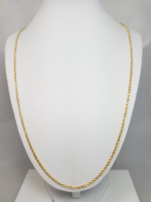 Versatile 10k Yellow Gold 24" Solid Rope Chain