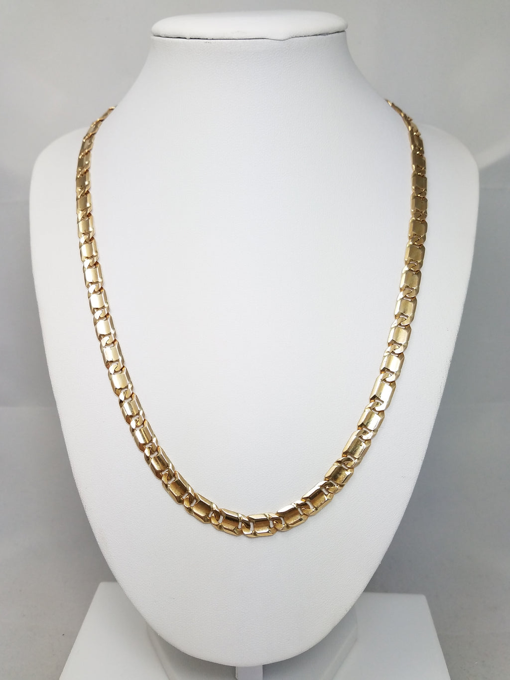 Stately 20.25" Solid 10k Yellow Gold Fancy Link Chain Necklace