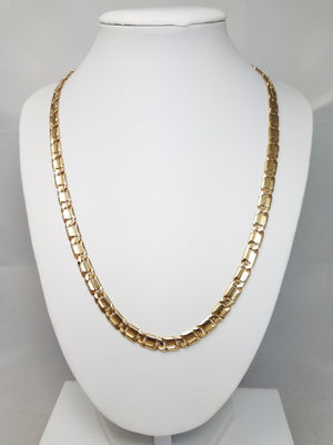 Stately 20.25" Solid 10k Yellow Gold Fancy Link Chain Necklace