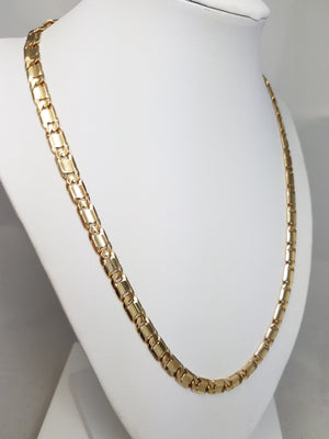 Stately 20.25" Solid 10k Yellow Gold Fancy Link Chain Necklace
