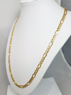 Sporty 22" Hollow 10k Yellow Gold Figaro Link Chain Necklace