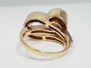 Vintage Retro 14k Yellow Gold Natural Diamond Custom Ring