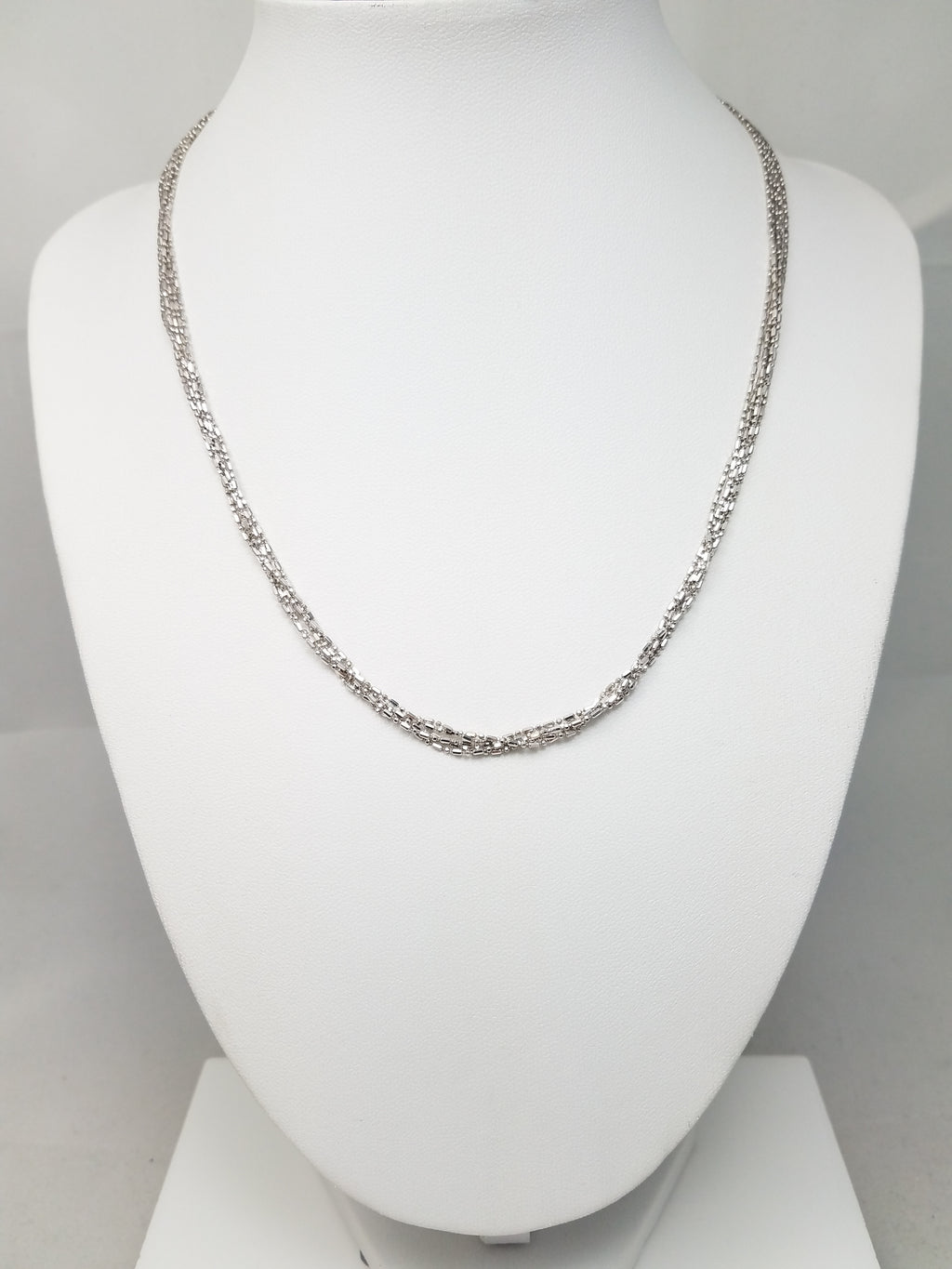 Flashy 17" 14k White Gold Five Strand Microbead Necklace Italy