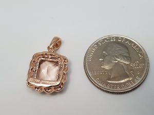 Elegant 10k Rose Gold Natural Morganite Diamond Pendant