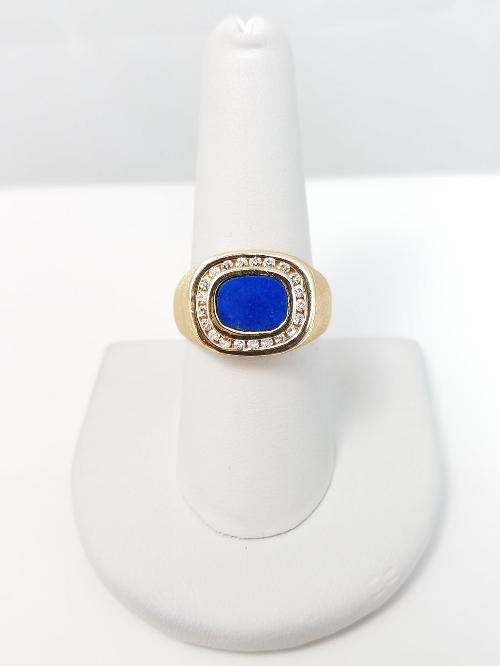 Striking Natural Lapis Diamond 14k Yellow Gold Ring
