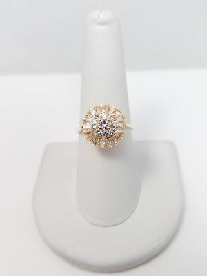 Fantastic 14k Yellow Gold Natural Diamond Ballerina Ring