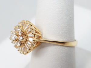 Fantastic 14k Yellow Gold Natural Diamond Ballerina Ring