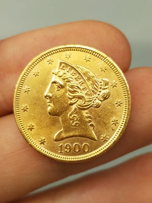 Gorgeous 1900 US Indian Head $5 Gold Coin