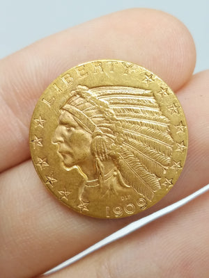Majestic 1909-D US $5 Indian Head Gold Coin