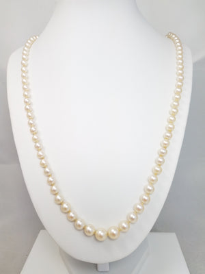 Lovely 28" Graduated Natural Cultured Akoya Pearl Strand