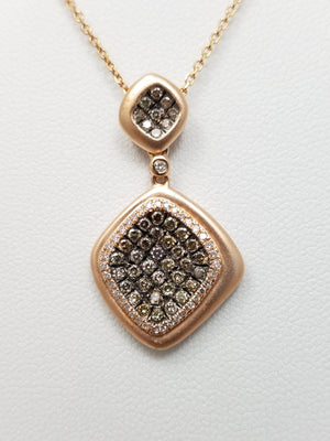 Modern 14k Rose Gold Natural Diamond Pendant 16" Necklace