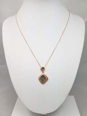 Modern 14k Rose Gold Natural Diamond Pendant 16" Necklace