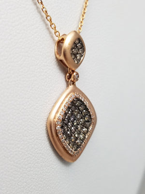 Modern 14k Rose Gold Natural Diamond Pendant 16" Necklace