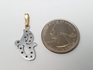 Vintage 14k Two Tone Gold Natural Diamond Initial Pendant