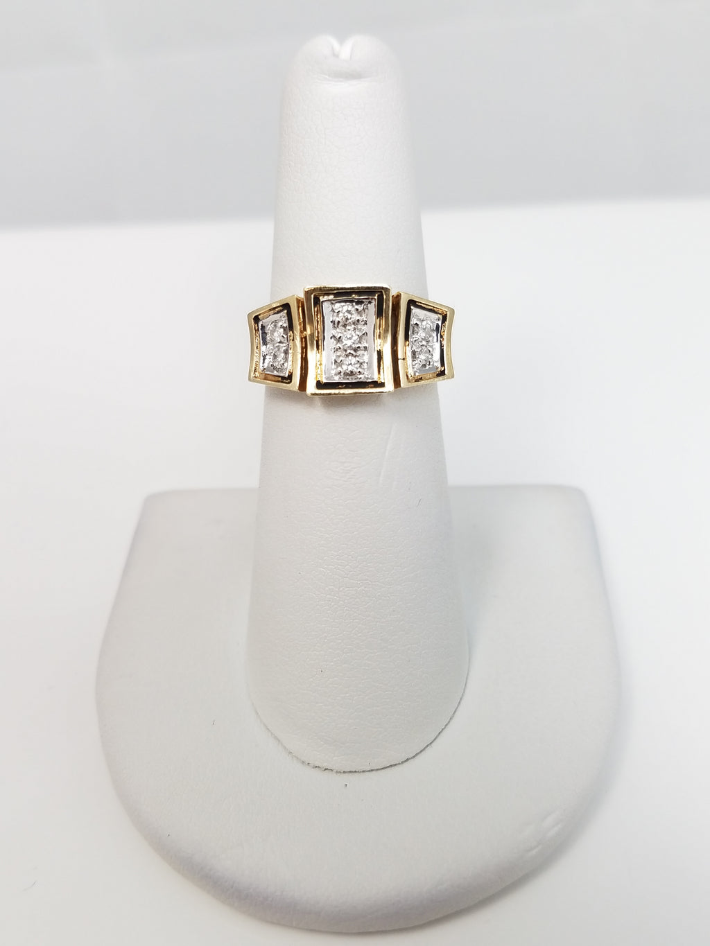 Modern Natural Diamond 14k Yellow Gold Black Enamel Ring