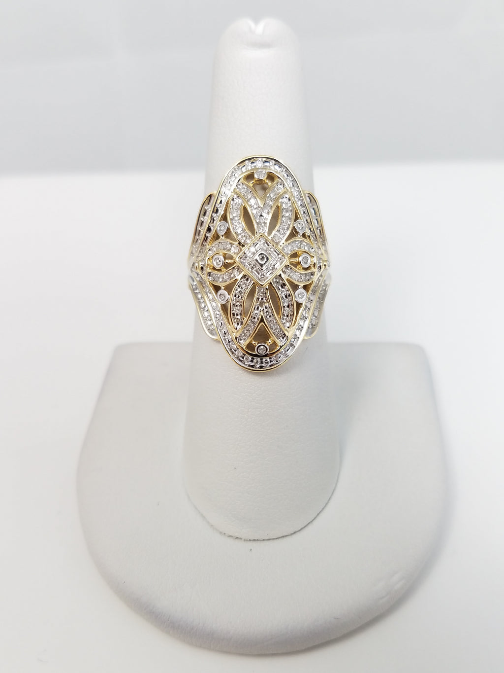 Ornate 14k Two Tone Gold Natural Diamond Ring