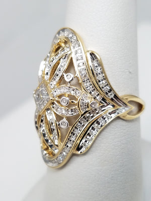 Ornate 14k Two Tone Gold Natural Diamond Ring