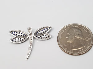Enchanting 14k White Gold Natural Sapphire Diamond EFFY Dragonfly Lapel Pin