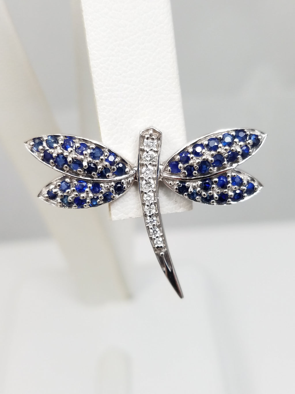 EFFY 14k White Gold Sapphire Diamond Dragonfly Lapel Pin