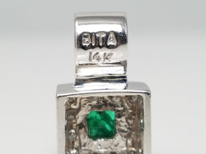 Dainty 14k White Gold Natural Emerald Diamond EFFY Jewelry Set