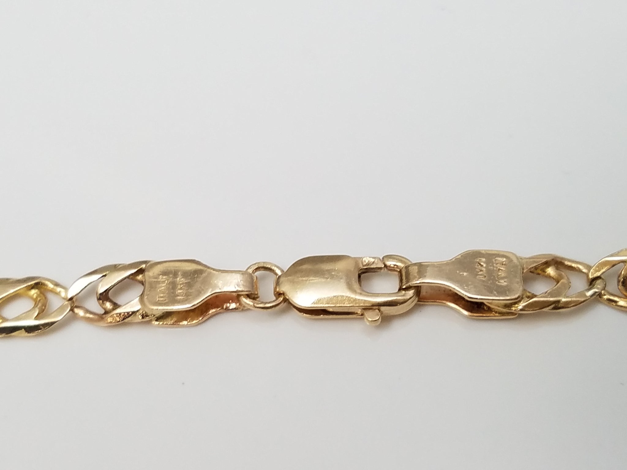 Special Solid 14k Yellow Gold 19.5" Tiger Eye Link Chain