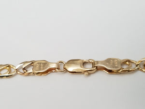 Special Solid 14k Yellow Gold 19.5" Tiger Eye Link Chain