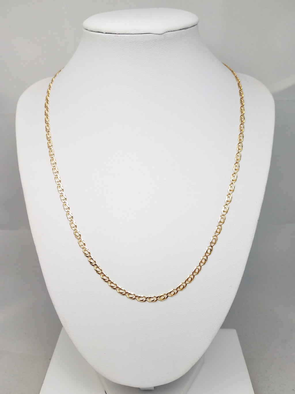 Special Solid 14k Yellow Gold 19.5" Tiger Eye Link Chain