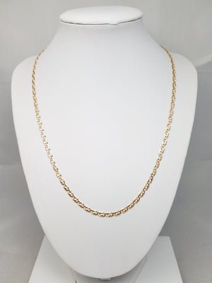 Special Solid 14k Yellow Gold 19.5" Tiger Eye Link Chain