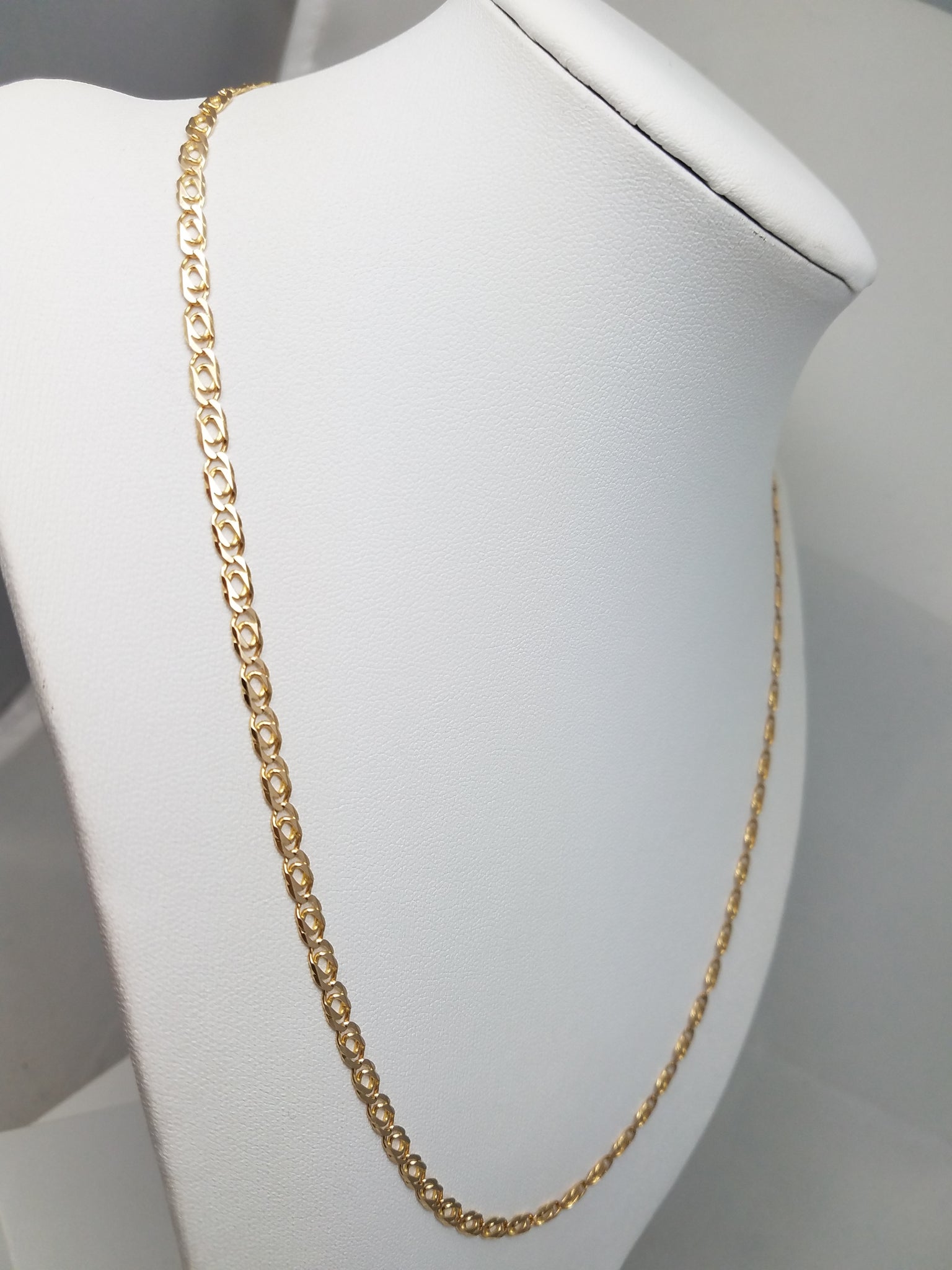 Special Solid 14k Yellow Gold 19.5" Tiger Eye Link Chain