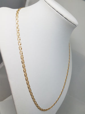 Special Solid 14k Yellow Gold 19.5" Tiger Eye Link Chain