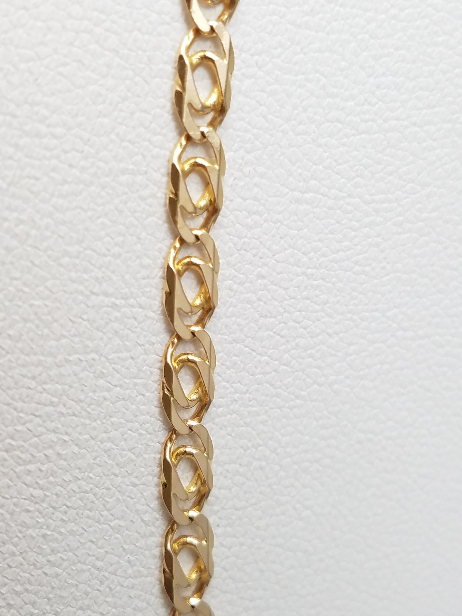 Special Solid 14k Yellow Gold 19.5" Tiger Eye Link Chain