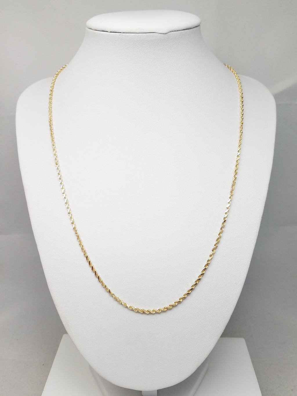 Classic Solid 14k Yellow Gold Diamond Cut Rope Chain 20" Necklace