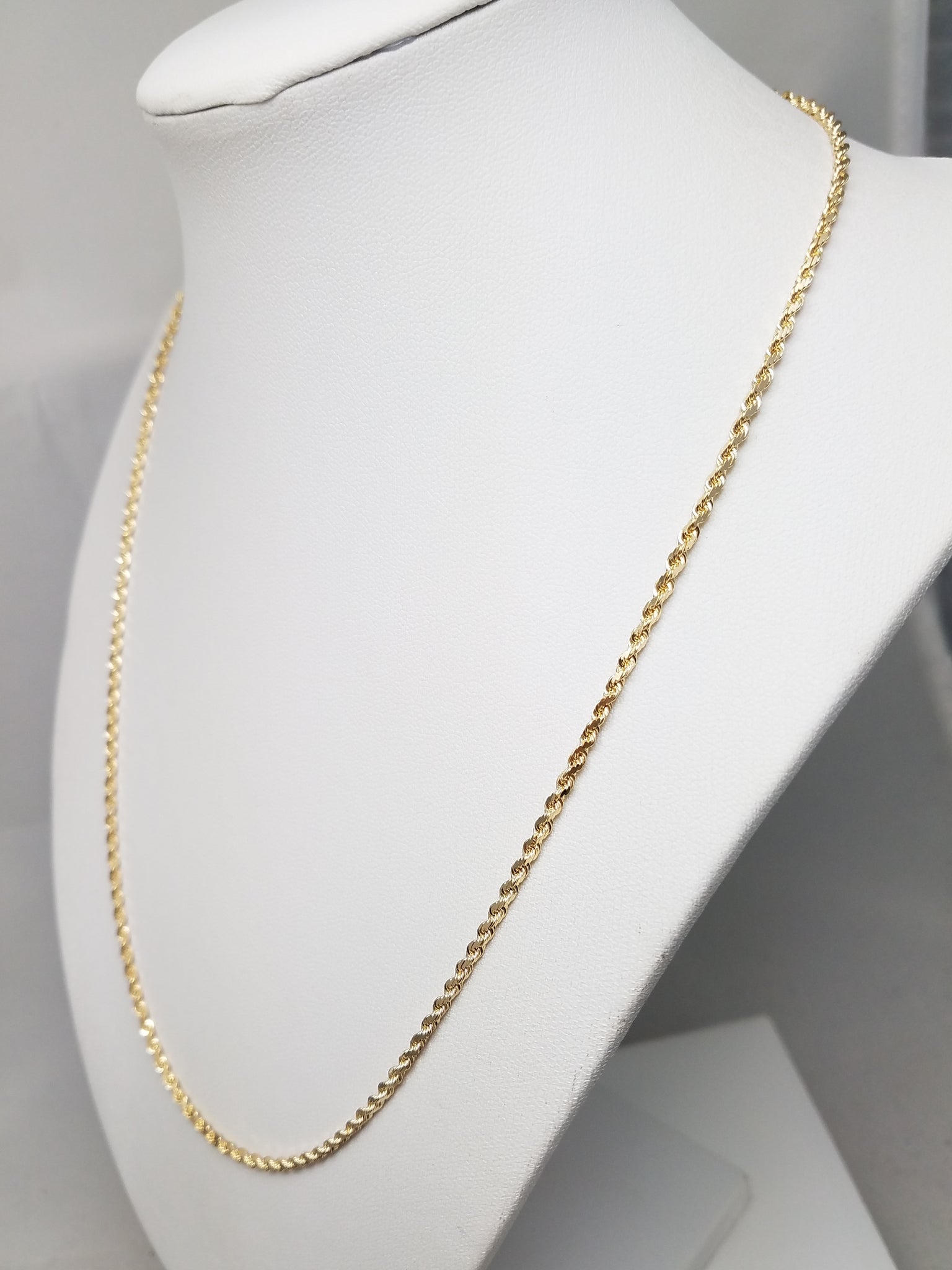 Classic Solid 14k Yellow Gold Diamond Cut Rope Chain 20" Necklace