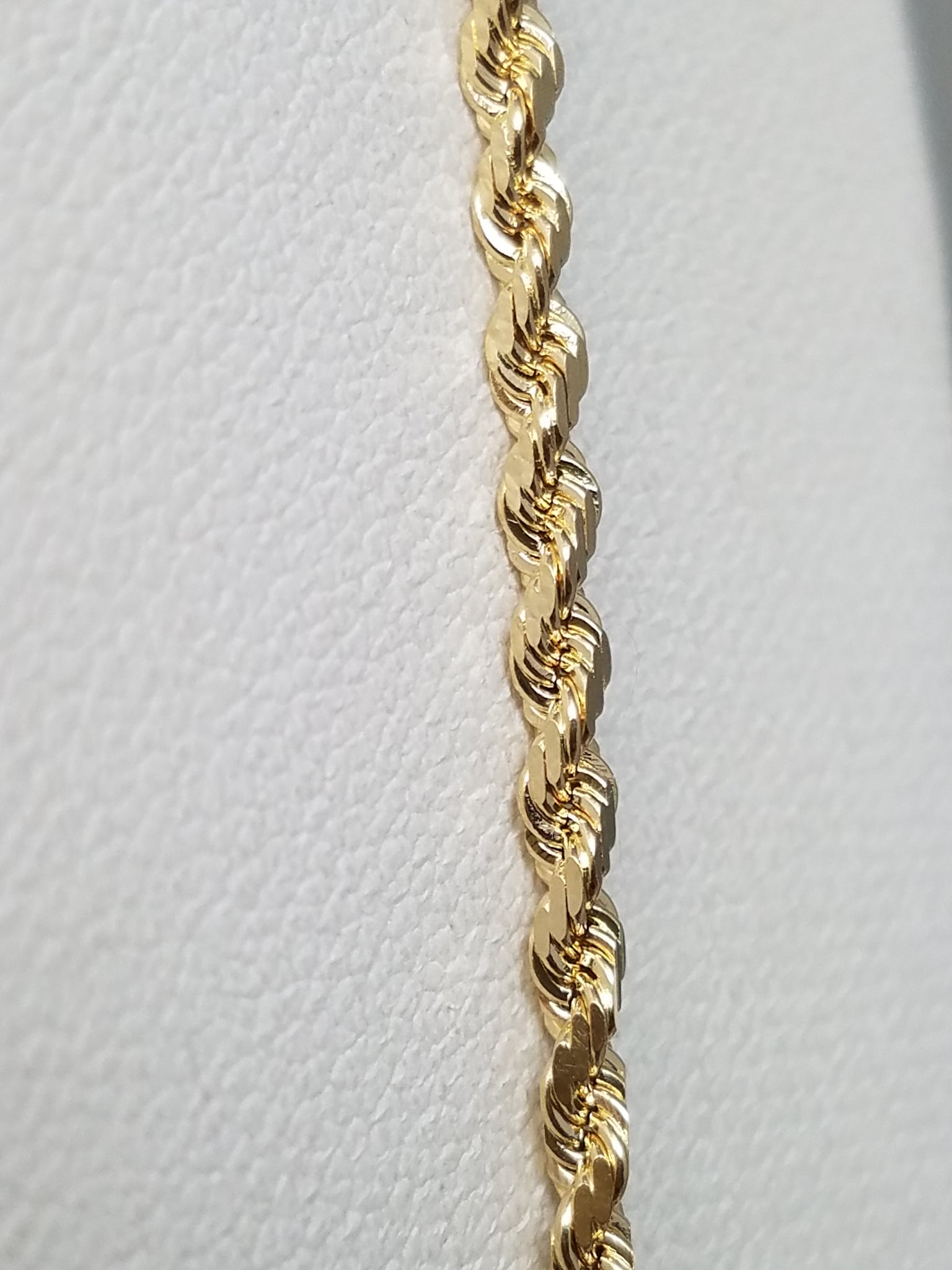 Classic Solid 14k Yellow Gold Diamond Cut Rope Chain 20" Necklace