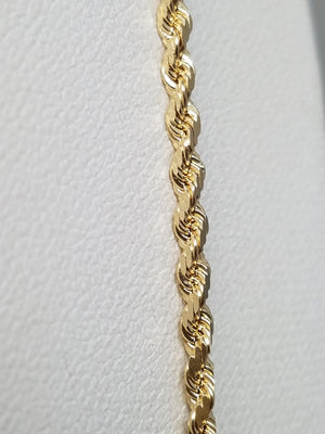 Classic Solid 14k Yellow Gold Diamond Cut Rope Chain 20" Necklace