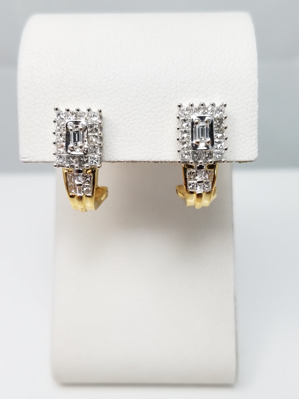 Lavish 18k Two Tone Gold Natural Diamond Drop Earrings